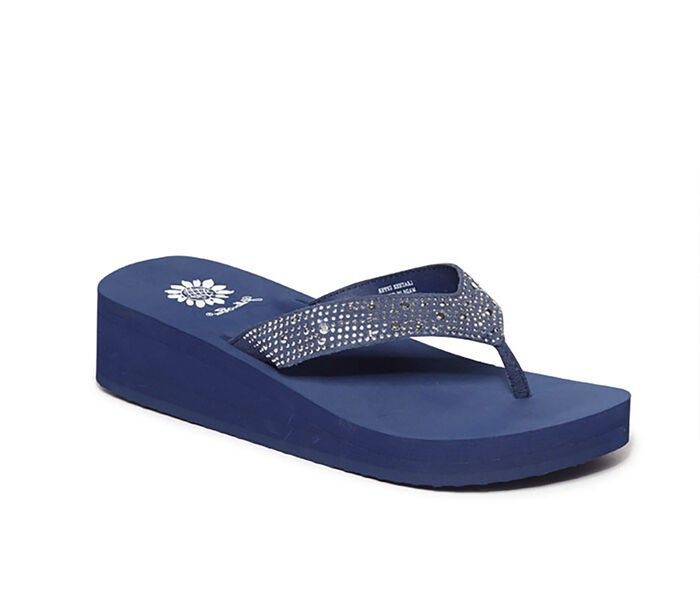 Navy Wedge Sandals