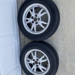 2 - 195/65r15 5x100 5x3.94 Stock Prius Corolla Impreza Wheels Rims Good 80% Treads Tires