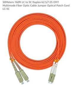 50Meters 160ft LC to SC Duplex 62.5/125 OM1 Multimode Fiber Optic Cable Jumper Optical Patch Cord LC-SC