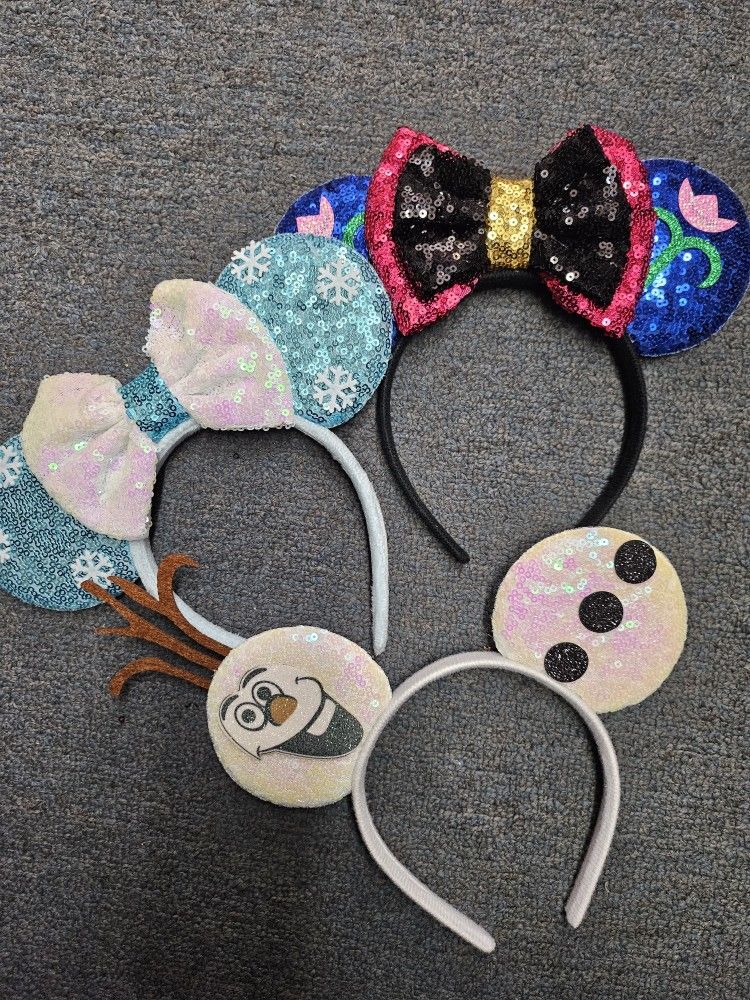 Set Of 3 X Frozen Elsa Anna Olaf Inspired  Mickey Minnie Ears 