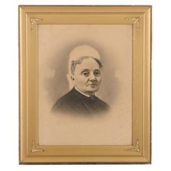 Framed Early 20th Century Crayon Portrait of a Woman