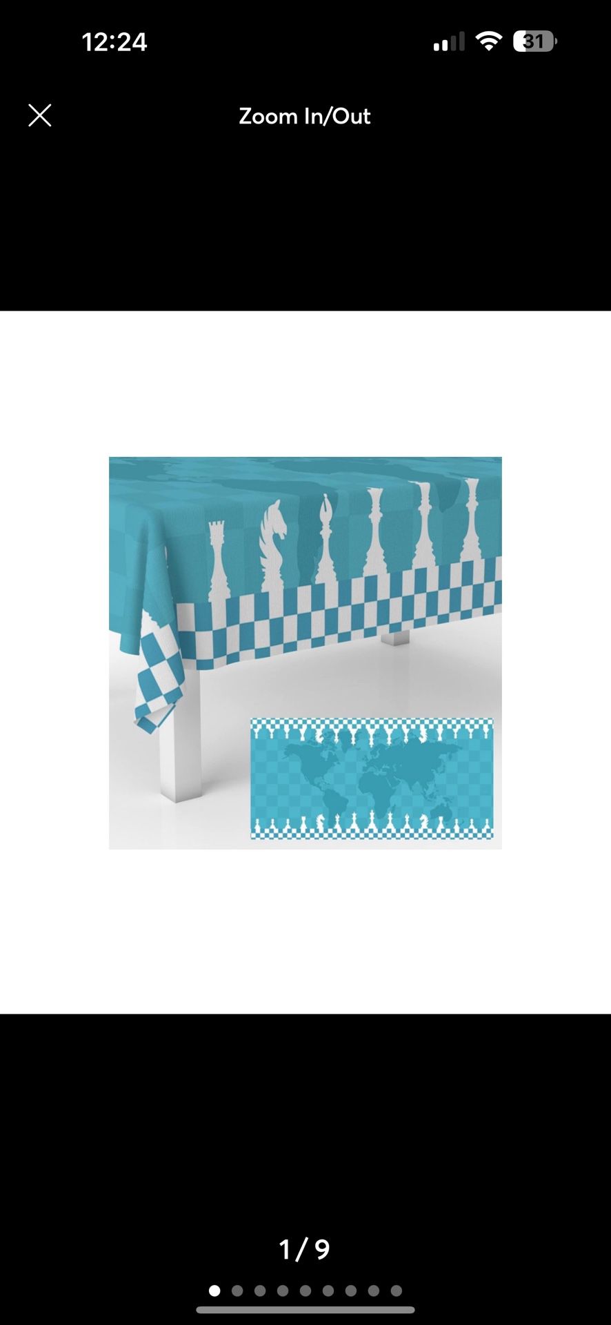 Party Tablecloth Chessboard Checkered 53x98”