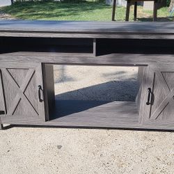 New Gray Wooden Barnstyle Tv Stand With fire place slot