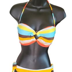 Sun And Sand nylon spandex  2-Piece swimsuit women's striped XL