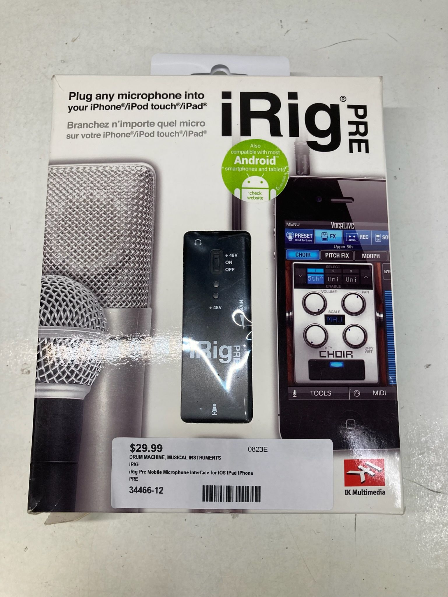 IK Multimedia iRig Pre Mobile Microphone Interface for IOS IPad IPhone