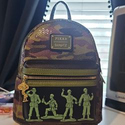 Loungefly GT Exclusive Disney Pixar Toy Story Army Men Camo Sequin Mini Backpack

