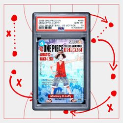 One Piece Bandai Namco OP Monkey D Luffy College Basketball US Voyage Promo Card P-055 PSA 10 Slab card FS/FT