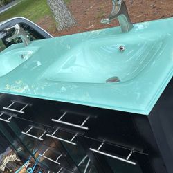 A Nice Double Cabinet With Glass Top Size 60x22