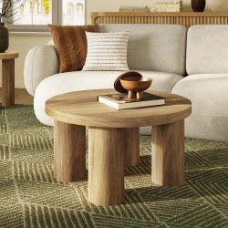 Alvin cylindrical coffee table with pillar legs ，IF2347