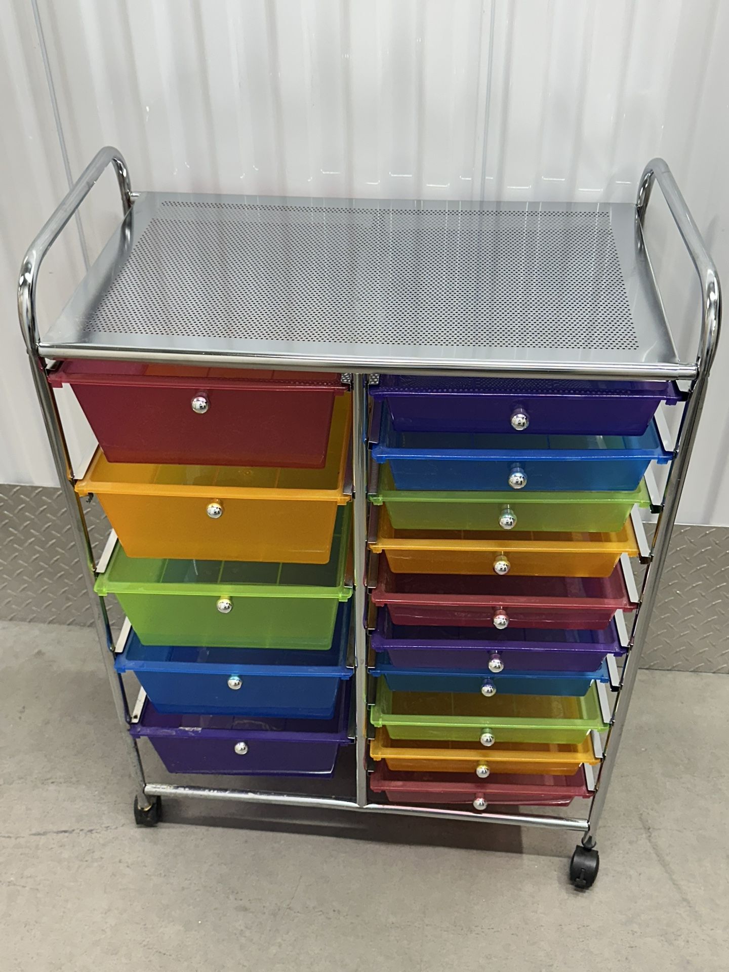 Rainbow Rolling Storage Organizer Utility Cart - 15 Drawers For Office & Home