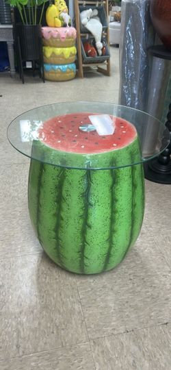 Watermelon Side Table with Glass Top