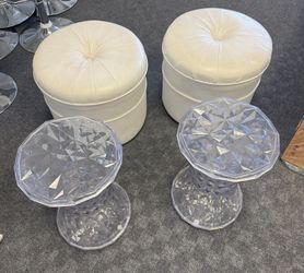 Ottomans And Acrylic Tables