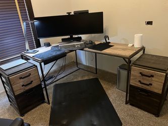 Office L desk plus drawers and filing cabinet-Wayfair-reduced to move