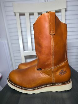 Thorogood 11″ Tobacco Pull-On Wellington Wedge Sole (contact info removed) Men's Size 8.5 D READ DESCRIPTION