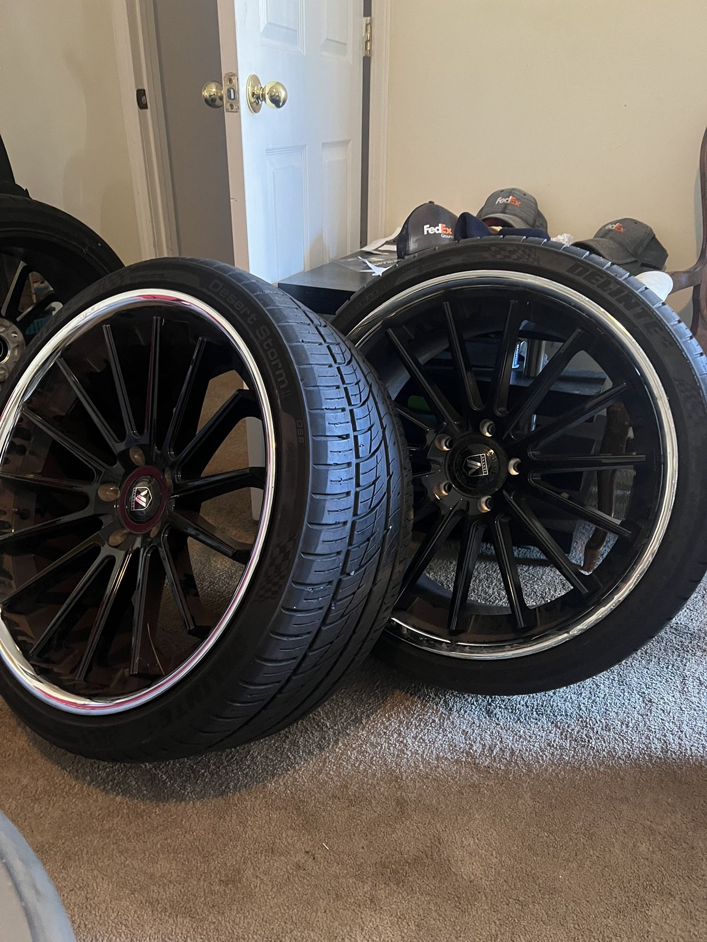 22” Inch Asanti Black Rims With Chrome Lips.. Tires Brand New