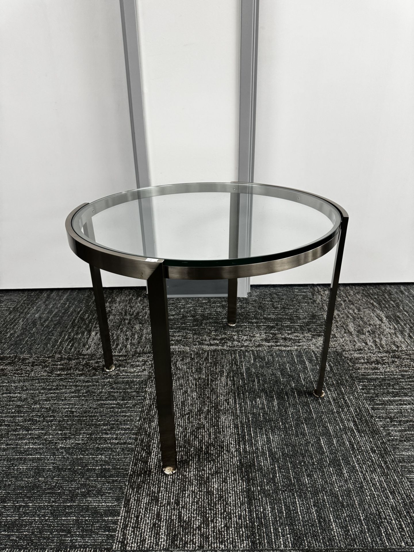 Used - Round Glass End Table w/ Silver Metal Base