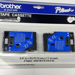 2-pack TC-10 1/2in Black On Clear Tape for Brother PT-6 8 10 12 15 20 150 170