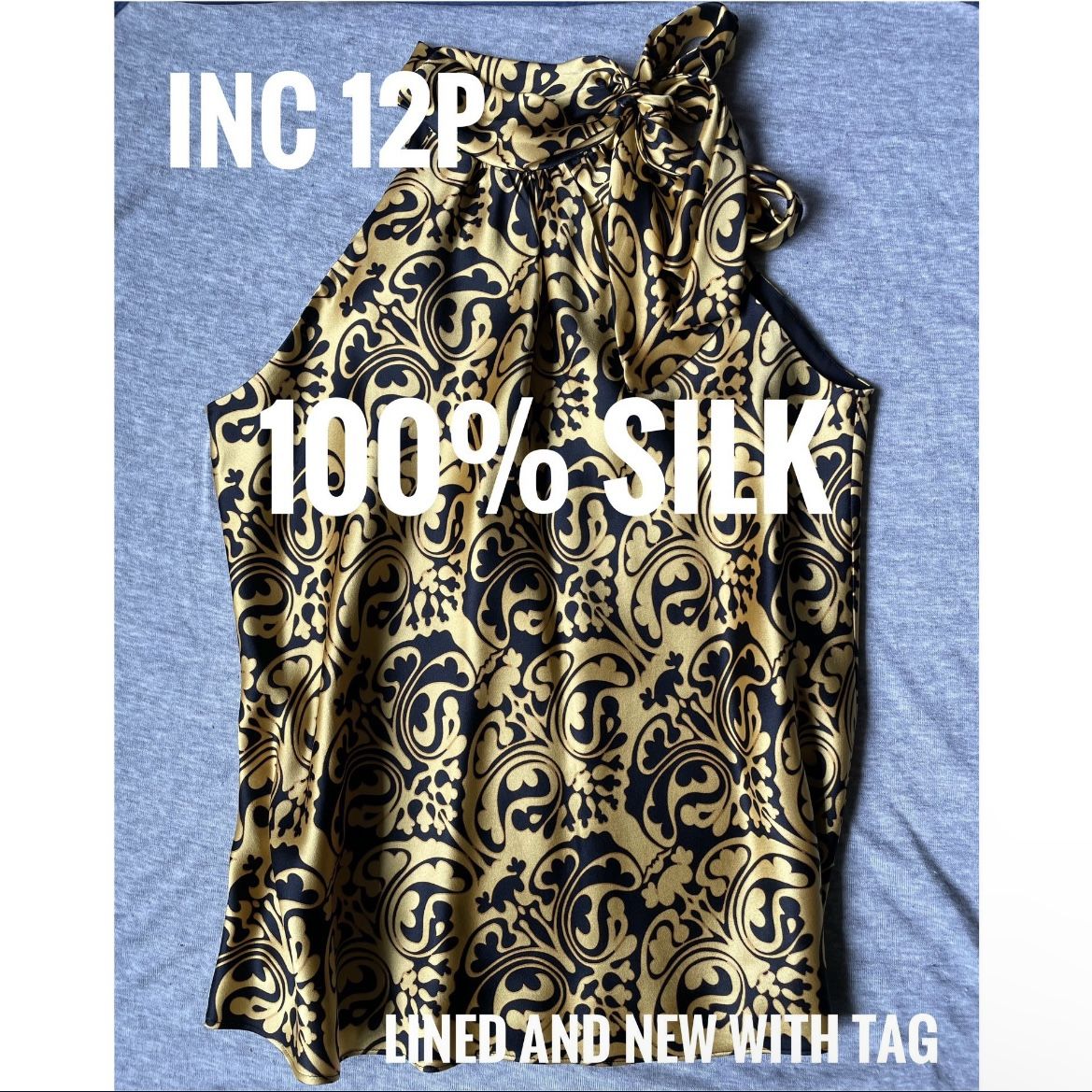 New INC 100% Silk Halter Top (12p)