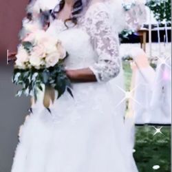 Ivory Tea Length Wedding Gown