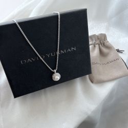  Cable Pearl Pendant Necklace With Diamonds 