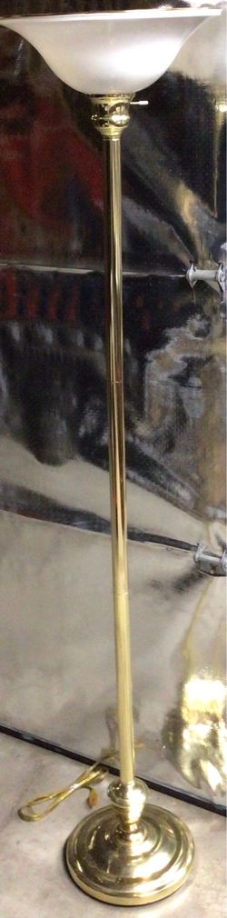 3 WAY TORCHIERE POLISHED BRASS FLOOR LAMP