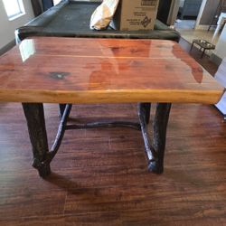 Live edge dining room or patio table & chairs