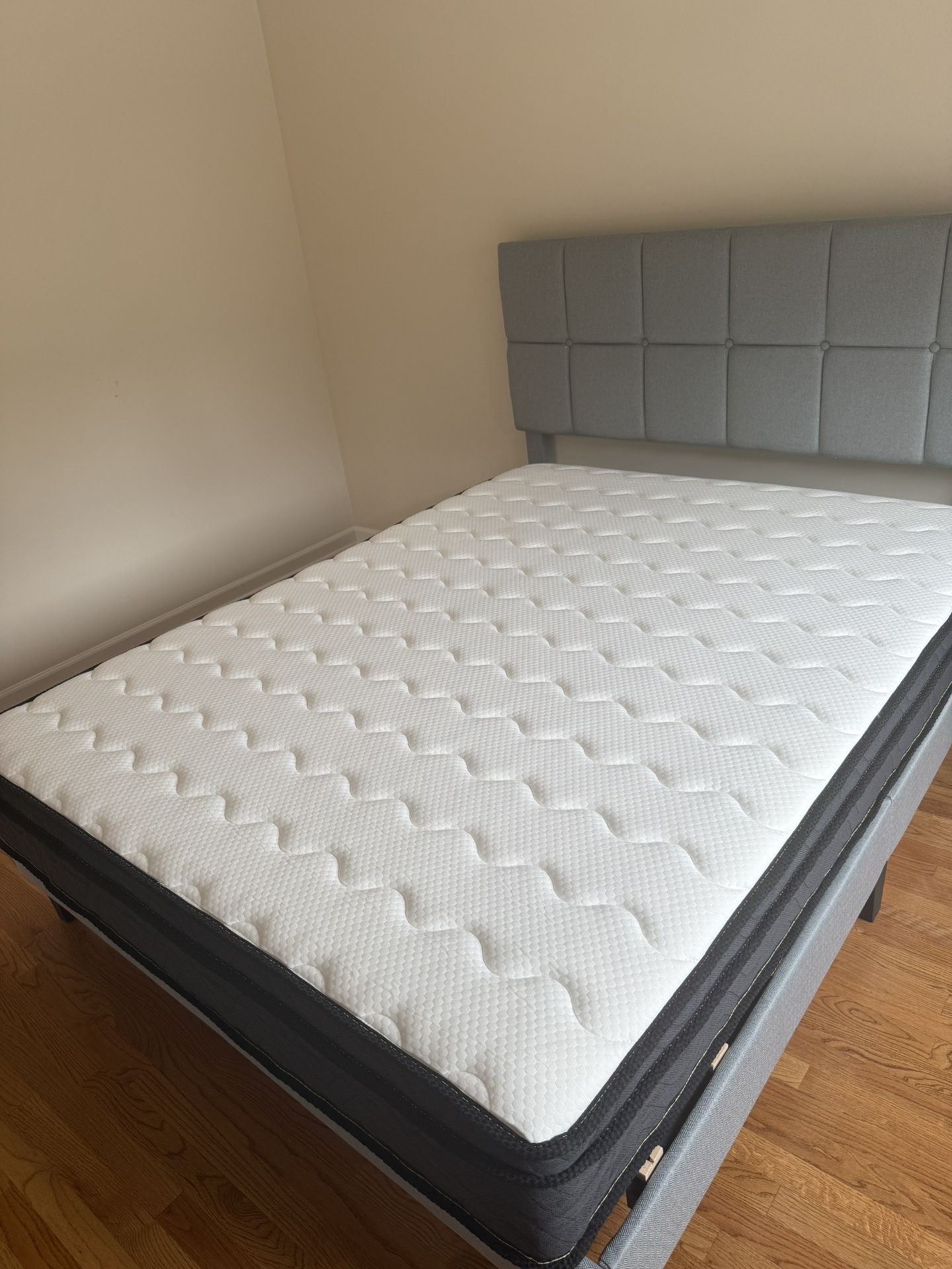 Queen Mattress and Linen Bed Frame