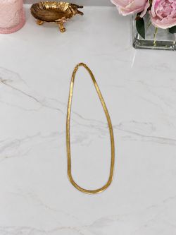 Italian 925 Sterling Silver Gold-Plated Herringbone Necklace – 24” – 15g