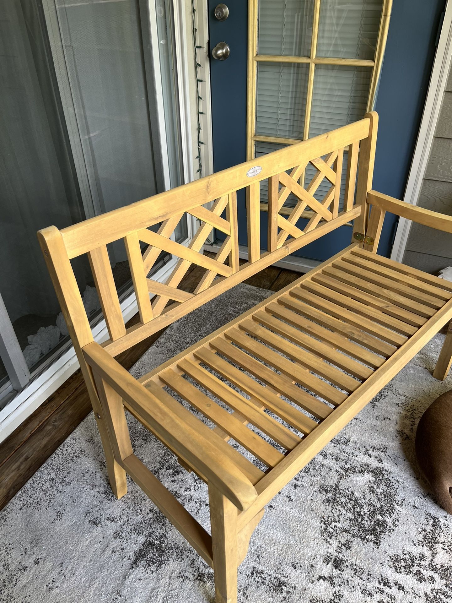 STILL AVAILABLE AS OF 12/4: Costway Patio Outdoor Solid Wood Folding Bench