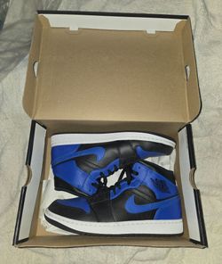 Air Jordan 1 Mid Black/Hyper Royal-White – Men's Size 9.5 (Style 554724-007) Like-New