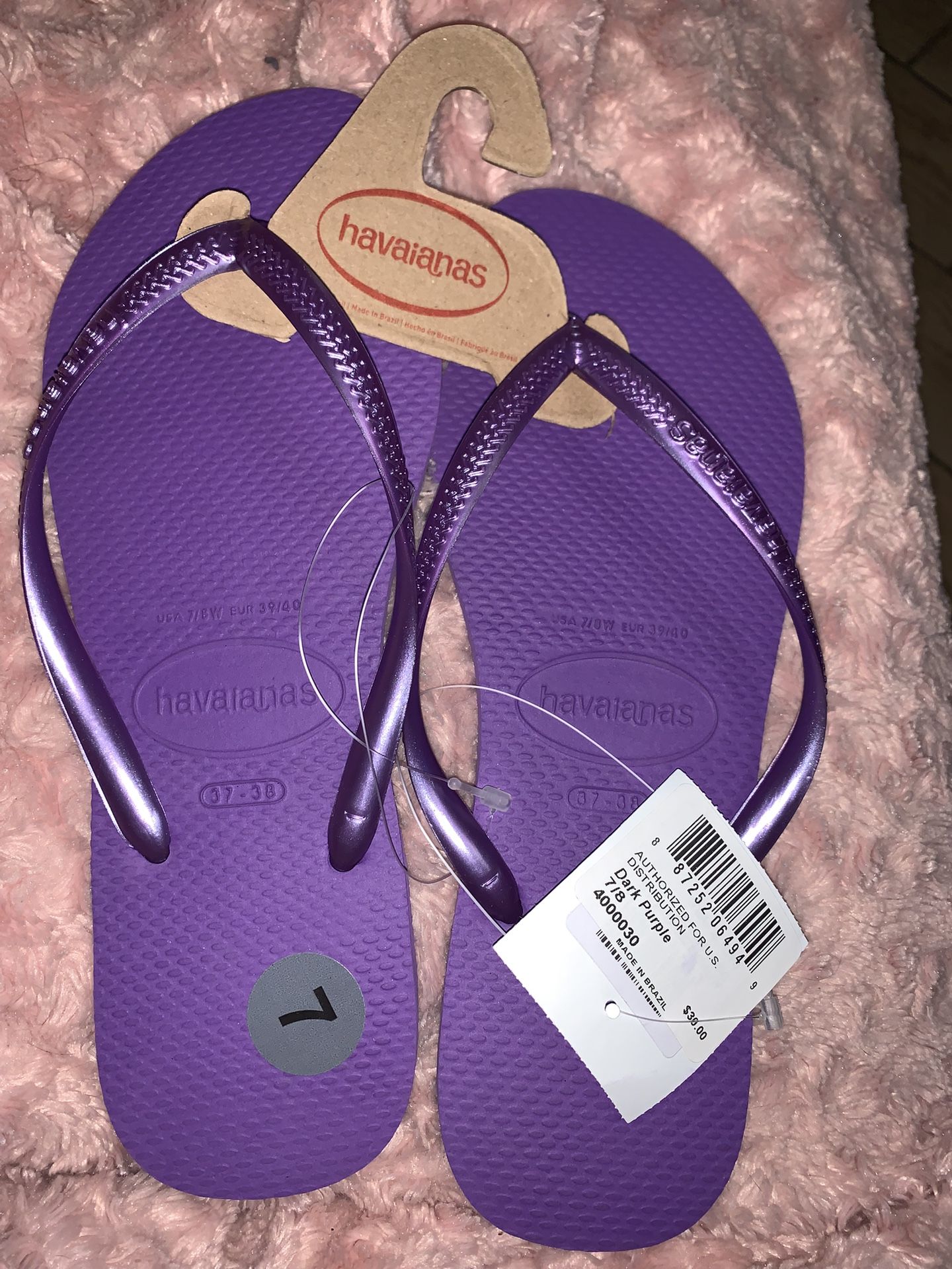 Ladies Dark Purple Havaianas Flip Flop 7/8 Nwt