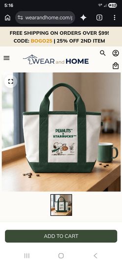 Starbucks Snoopy Tote / Tumbler
