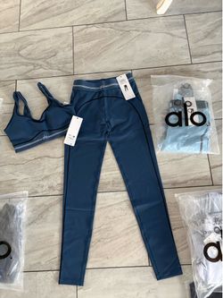 ALO WOMEN LEGGING SET NAVY BLUE SIZE MEDIUM
