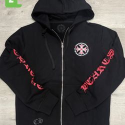 Red And Black Chrome Hearts Zip Up