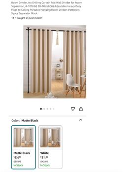 Room Divider, No Drilling Curtain Rod Wall Divider for Room Separation, 4-10ft (H) 28-70inch(W) Adjustable Heavy Duty Floor to Ceiling Portable Hangin