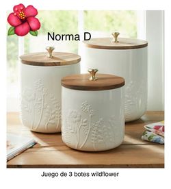 Juego de 3 botes wildflower nuevos en su caja 🌺 princess house 🌺