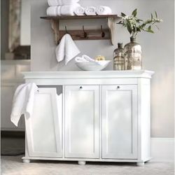 Hampton Harbor 37 in. Triple Tilt-Out Hamper in White