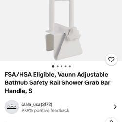 Vaunn Bath-Tub-Toilet Safety Rail-White-NEW