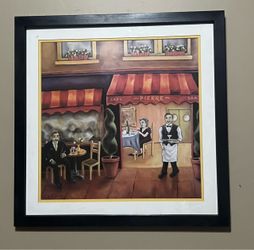 Will Rafuse “Cafe Pierre” Framed Print – 24” x 24”