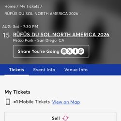 SOLD OUT- RUFUS DU SOL 08/15/26 @ PETCO ARENA 
