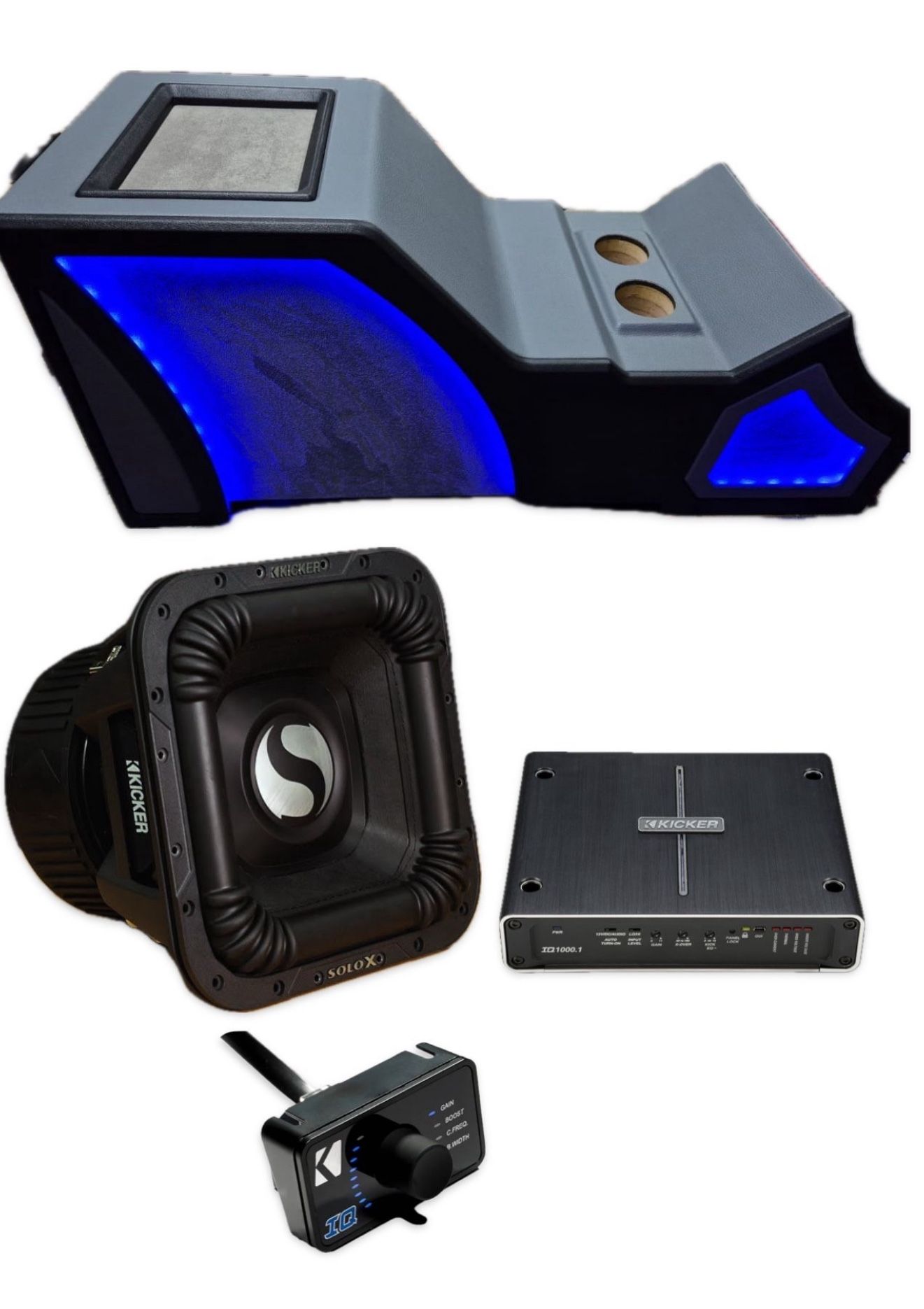 CHEVY GMC TRUCKS BASS PACKAGE KICKER WITH CUSTOM BOX CENTER CONSOLE INSTALLED