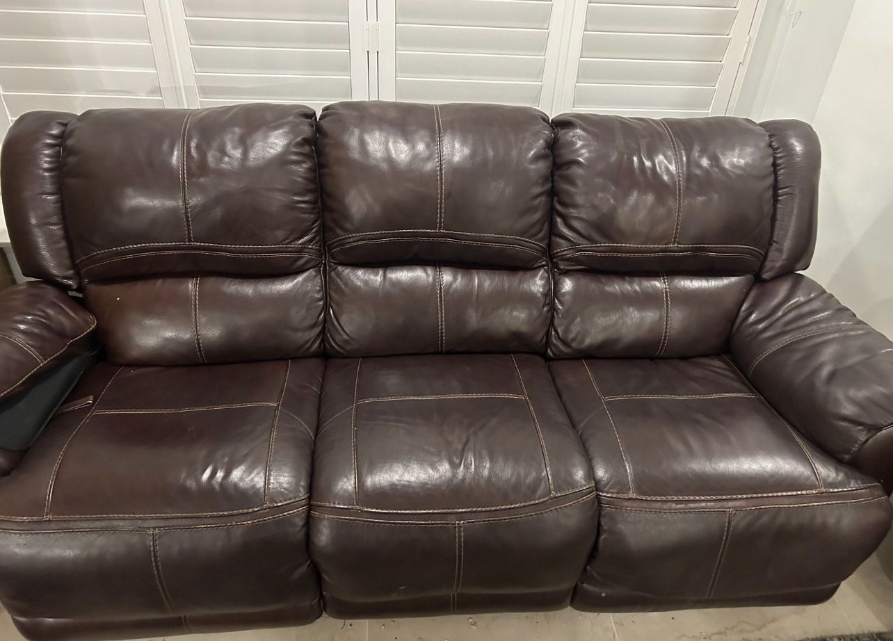 Brown Leather Couch 