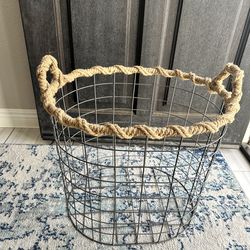 Medium Farmhouse Basket with Jute Cord Trim
