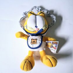 Rare 90s Baby Bonnet Garfield Cat  Plush Nanco Stuffed Animal 9" Toy Doll NWT 