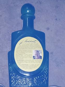 vintage 1970s blue glass collector's decanter of Beam’s Choice Kentucky Straight Bourbon Whiskey