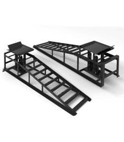 2 PCS Hydraulic Car Ramp, 11065LBS 5T Heavy Duty Car Ramps with Hydraulic Jack, Steel Car Ramps for Oil