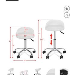 ZENY 360-Degree Swivel Height Adjustable Indoor Spa Stool Home Office Bar Stool, White