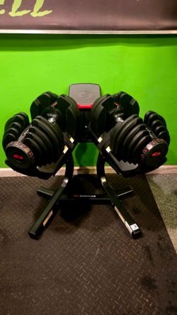 BOWFLEX 1090 DUMBBELLS ADJUSTABLE DUMBBELL SELECTTECH WEIGHTS & STAND~