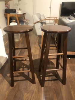 2 wooden stools