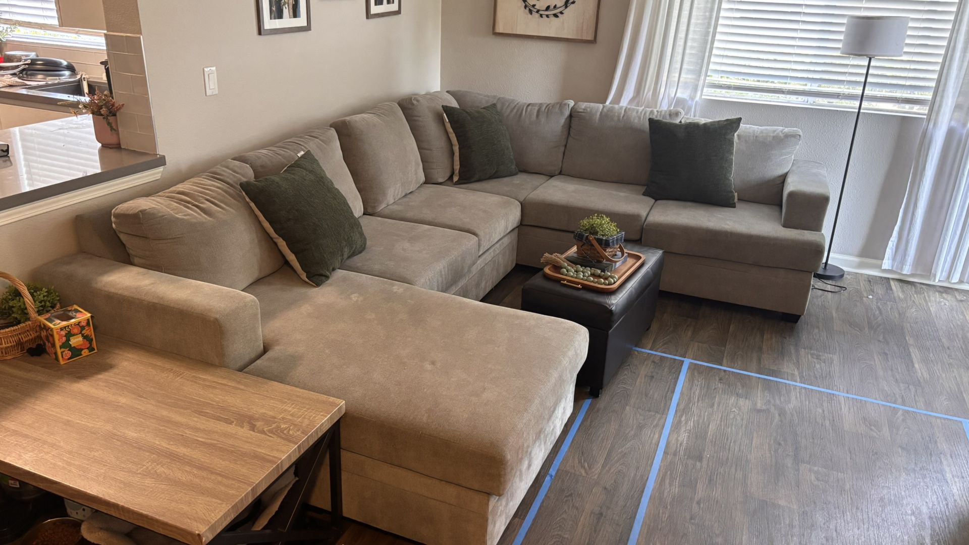 Bonaterra Dove Grey 127" 2 Piece U Shaped Sectional Couch